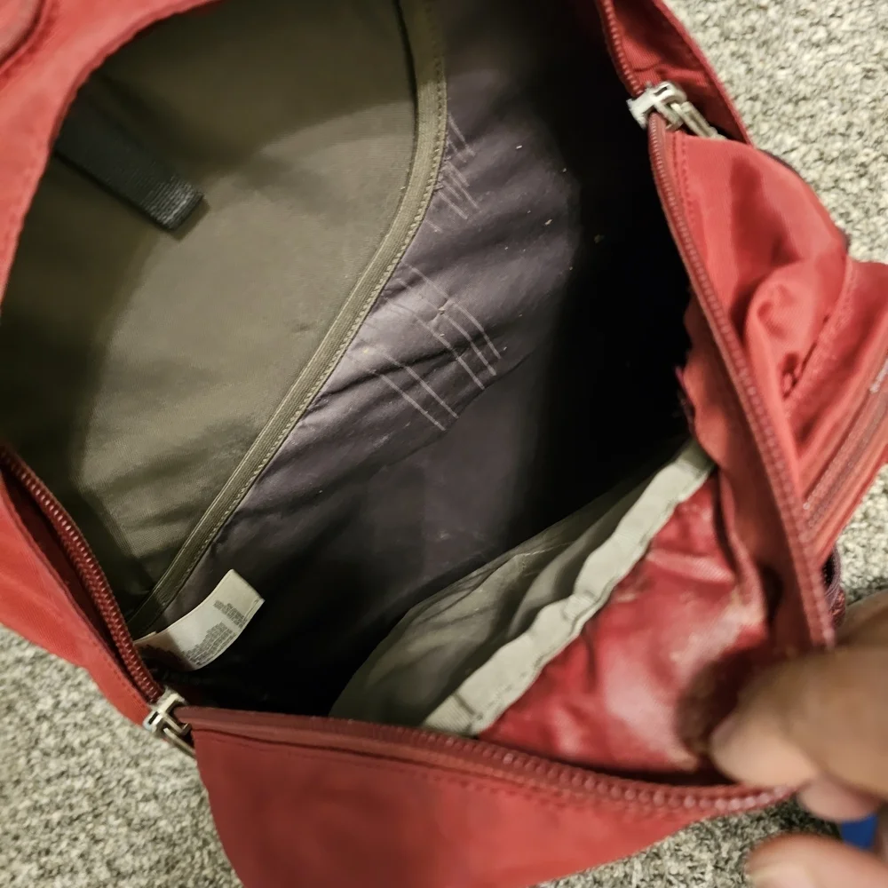The North Face Red and Burgundy Men's Backpack with Monogram